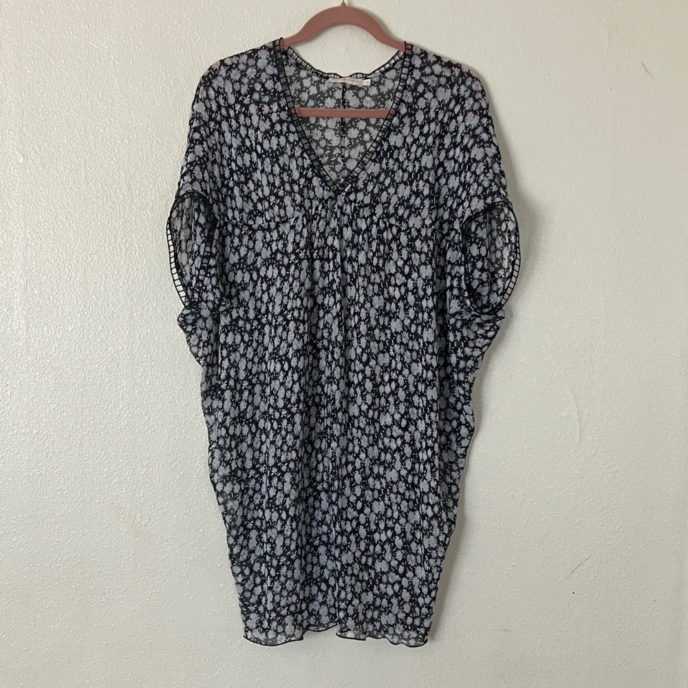 Tory Burch Floral Silk Beach Cover Up, XS